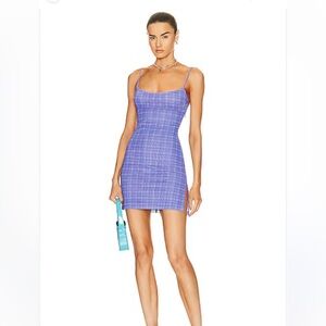 Miaou Anya mesh mini dress | purple plaid | NWT